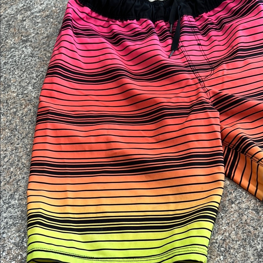Hurley Neon Striped Shorts - Size 10/12 - Picture 2 of 7